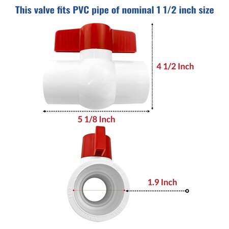 American Built Pro Ball Valve 1-1/2 in. Slip x Slip PVC Schedule 40 BVP150